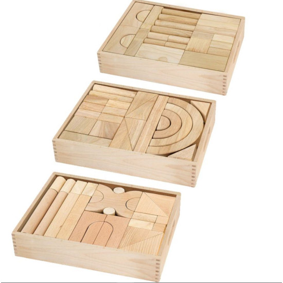 مكعبات خشبية 136 قطعة مع 3 صندوق 