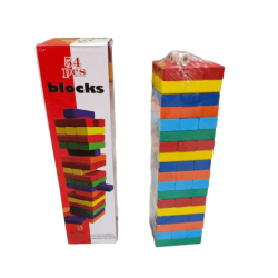 برج التحدي والتوازن الملون - خشبي كبير 54 قطعة