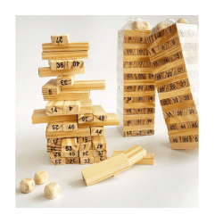 برج التحدي والتوازن الملون - خشبي صغير 48 قطعة