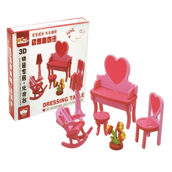 لعبة تحدي - تركيب طقم التسريحة خشبي