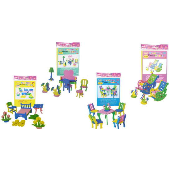 لعب تحدي - تركيب اثاث المنزل منوع مجموع 4  - فوم