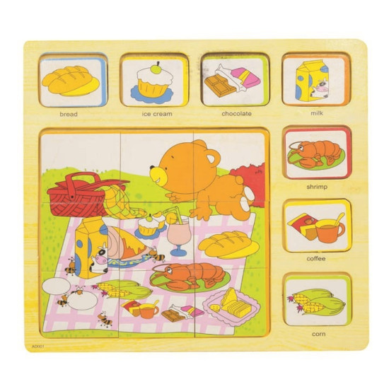 بزل تعلم اسماء الاطعمة انجليزي  - خشب