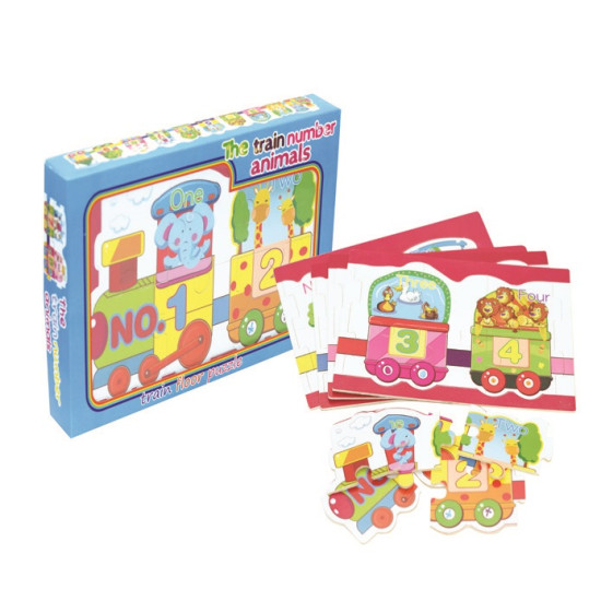 بزل قطار تعلم الارقام الانجلزية مع حيوانات خشبي