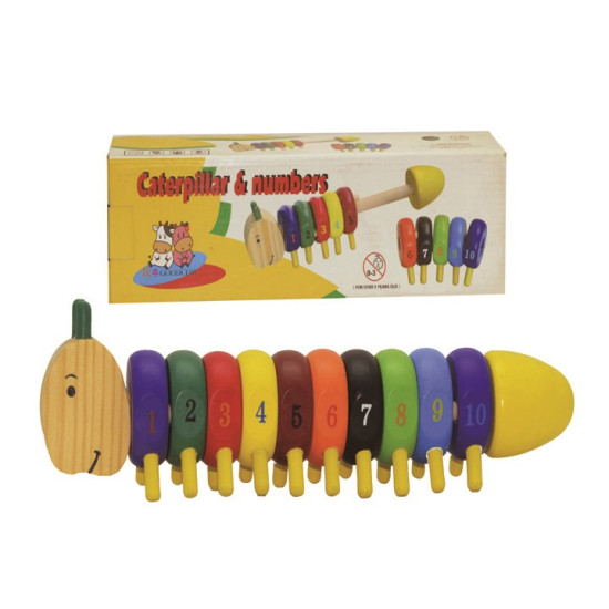 يرقة ترتيب الارقام الملونة خشبي