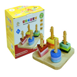 فك وبرم تطابق الاشكال الهندسية فاخر بقاعدة بزل خشبي