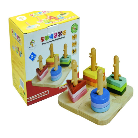 فك وبرم تطابق الاشكال الهندسية فاخر بقاعدة بزل خشبي