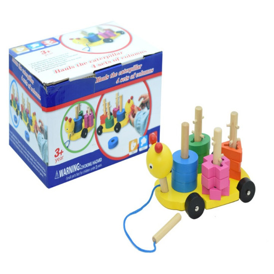 فك وبرم الاشكال  شكل اليرقة 4 اعمدة خشبي 