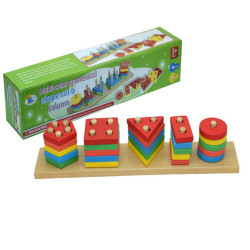 تطابق الاشكال الهندسية متعددة الالوان خشبي