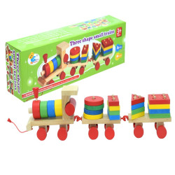 قطار تطابق الاشكال الهندسية متعددة الالوان خشبي
