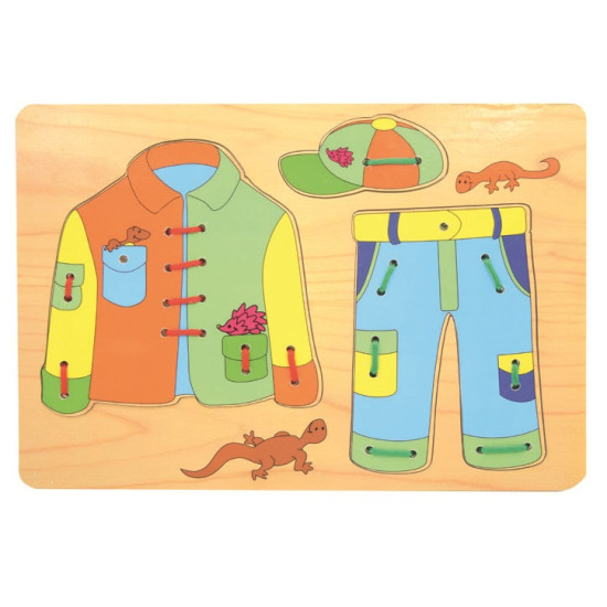 هيا نتلعم - لوحة تعليم ربط  الملابس خشبي