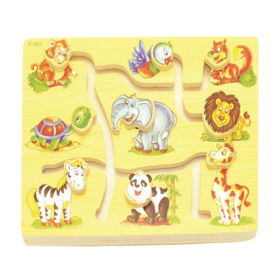 هيا نتعلم - متاهة تتبع الحيوانات ومطابقة الراس بالجسد كبير - خشبي