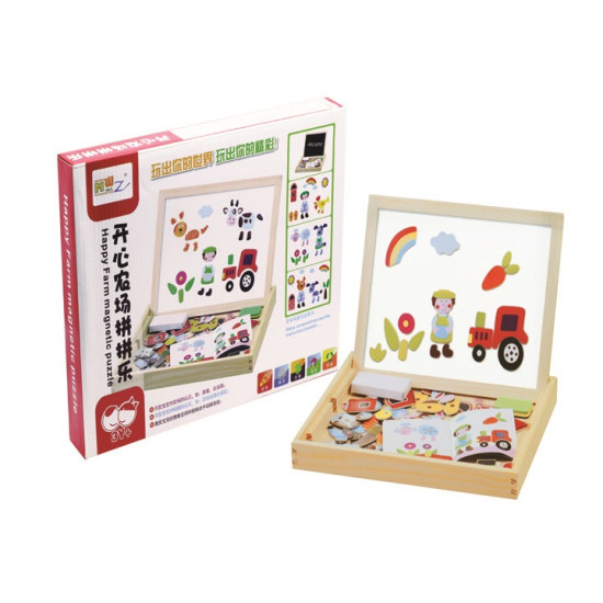 سبورة مغناطيسية - تركيب اشكال المزرعة السعيدة -خشبي