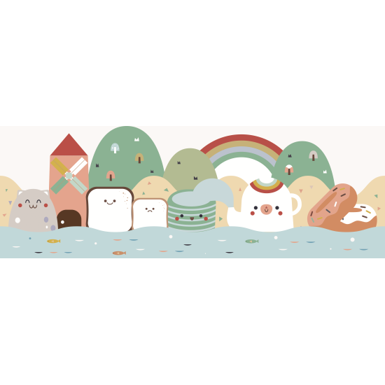 ديكور الحائط الكبير - المخبوزات الجميلة SIZE : 280*100*3 CM