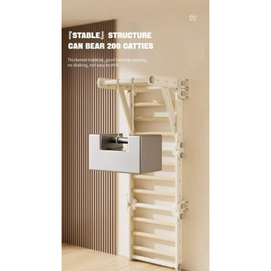 جهاز التسلق مع حلقات التوازن و مرجيحة لون بني فاتح وبرتقالي