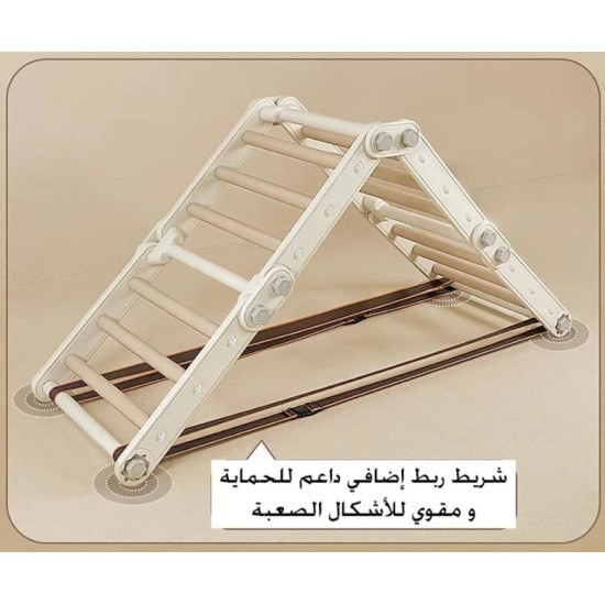 جهاز التسلق مع حلقات التوازن و مرجيحة لون بني فاتح وبرتقالي