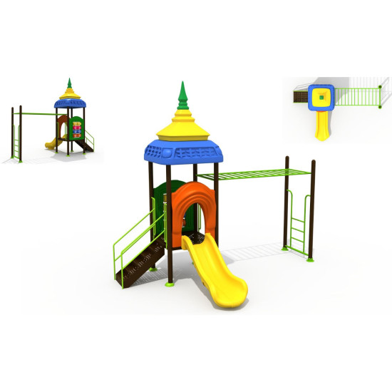 مجموعة زحاليق وتسلق مع اكس او -1 مقاس 420*240*280 سم