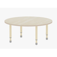 طاولة دائرية خشب قطر 120سم بارجل متعددة الارتفاعات 55-75 سم - لون خشبي