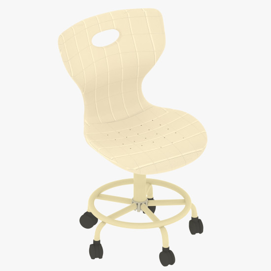 كرسي معلم / مختبر دوار متحرك حلزوني- لون بيج 