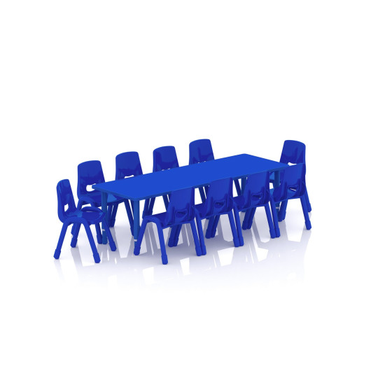 طاولة مستطيل  خشب مقاس: 180*60سم بارجل متعددة الارتفاعات 55-75 سم - لون ازرق