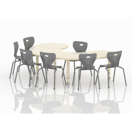 طاولة هلالية خشب  مقاس :180*120سم بارجل متعددة الارتفاعات 55-75 سم - لون خشبي