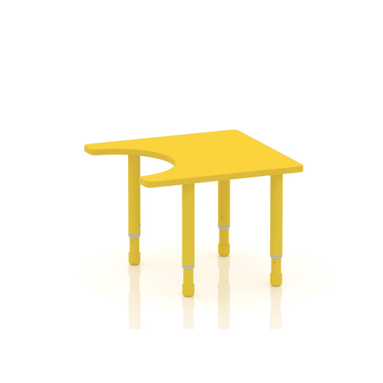 طاولة احتياجات خاصة خشب مقاس: 70*70سم بارجل متعددة الارتفاعات 55-75 سم - لون اصفر