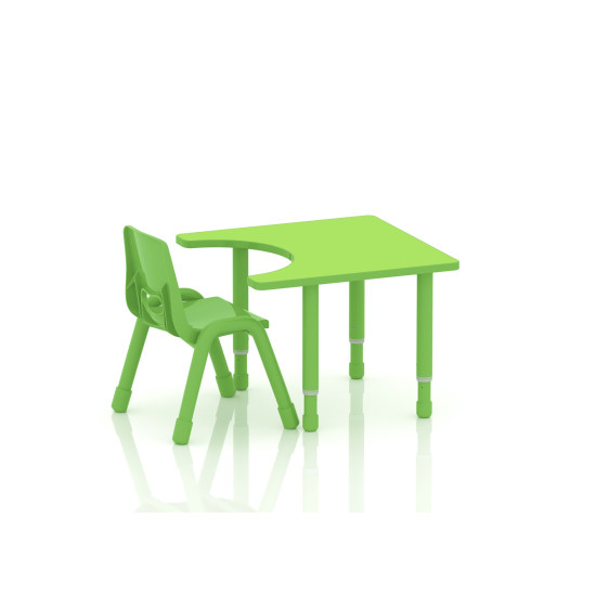 طاولة احتياجات خاصة خشب مقاس: 70*70سم بارجل متعددة الارتفاعات 55-75 سم - لون اخضر