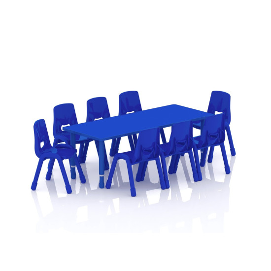 طاولة مستطيل خشب مقاس :150*60سم بارجل متعددة الارتفاعات 55-75 سم - لون ازرق