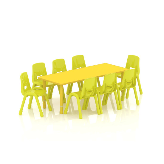 طاولة مستطيل خشب مقاس :150*60سم بارجل متعددة الارتفاعات 55-75 سم - لون اصفر