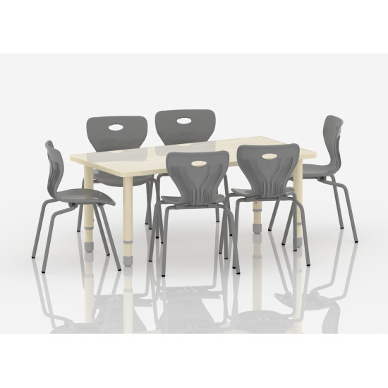 طاولة مستطيل خشب مقاس :120*60سم بارجل متعددة الارتفاعات 55-75 سم - لون خشبي