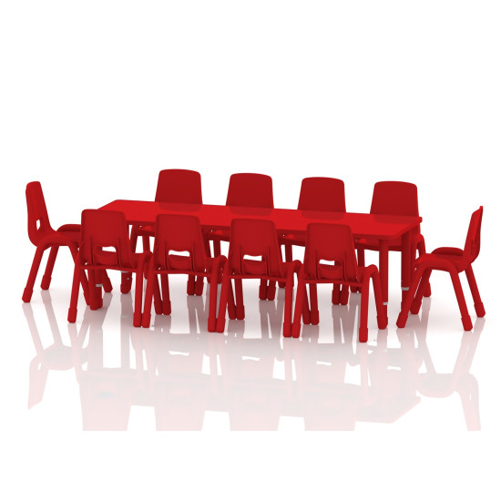 طاولة مستطيل  خشب مقاس: 180*60سم بارجل متعددة الارتفاعات 55-75 سم - لون احمر