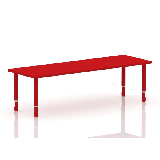 طاولة مستطيل  خشب مقاس: 180*60سم بارجل متعددة الارتفاعات 55-75 سم - لون احمر