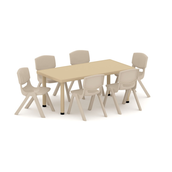 طاولة بلاستيك مستطيلة مستوى واحد بيج مقاس :120*60*50سم