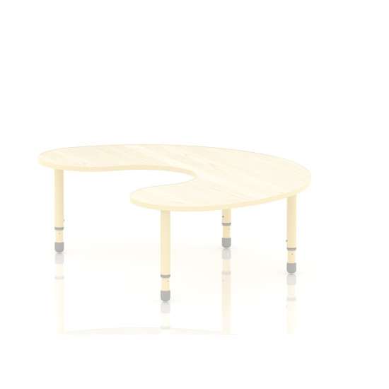 طاولة هلالية خشب  مقاس :180*120سم بارجل متعددة الارتفاعات 55-75 سم - لون خشبي