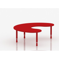 طاولة هلالية خشب  مقاس :180*120سم بارجل متعددة الارتفاعات 55-75 سم - لون احمر