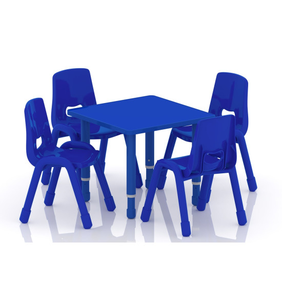 طاولة مربعة خشب  مقاس :60*60سم بارجل متعددة الارتفاعات 55-75 سم - لون ازرق