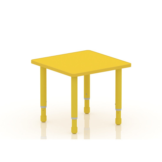 طاولة مربعة خشب  مقاس :60*60سم بارجل متعددة الارتفاعات 55-75 سم - لون اصفر