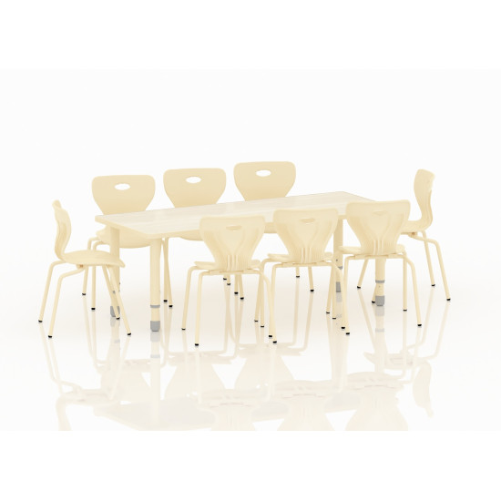 طاولة مستطيل  خشب مقاس: 150*60سم بارجل متعددة الارتفاعات 55-75 سم - لون خشبي