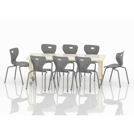 طاولة مستطيل  خشب مقاس: 150*60سم بارجل متعددة الارتفاعات 55-75 سم - لون خشبي