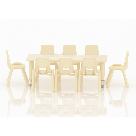 طاولة مستطيل  خشب مقاس: 150*60سم بارجل متعددة الارتفاعات 55-75 سم - لون خشبي