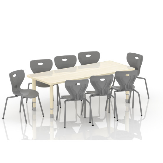 طاولة مستطيل  خشب مقاس: 150*60سم بارجل متعددة الارتفاعات 55-75 سم - لون خشبي