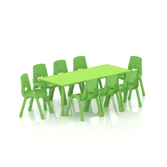 طاولة مستطيل خشب مقاس :150*60سم بارجل متعددة الارتفاعات 55-75 سم - لون اخضر