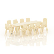 طاولة مستطيل  خشب مقاس: 180*60سم بارجل متعددة الارتفاعات 55-75 سم - لون خشبي