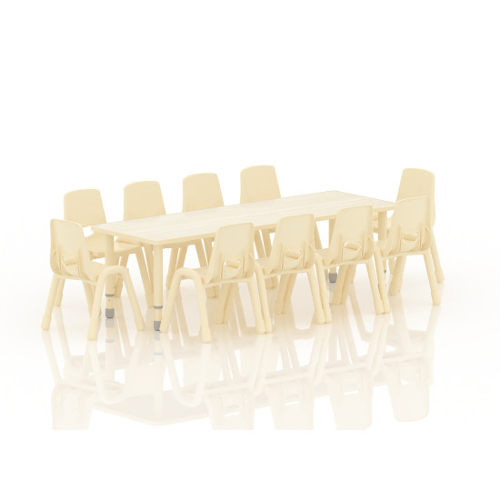 طاولة مستطيل  خشب مقاس: 180*60سم بارجل متعددة الارتفاعات 55-75 سم - لون خشبي