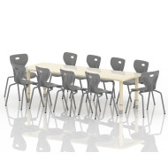 طاولة مستطيل  خشب مقاس: 180*60سم بارجل متعددة الارتفاعات 55-75 سم - لون خشبي