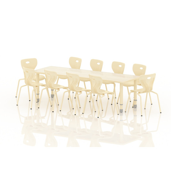 طاولة مستطيل  خشب مقاس: 180*60سم بارجل متعددة الارتفاعات 55-75 سم - لون خشبي