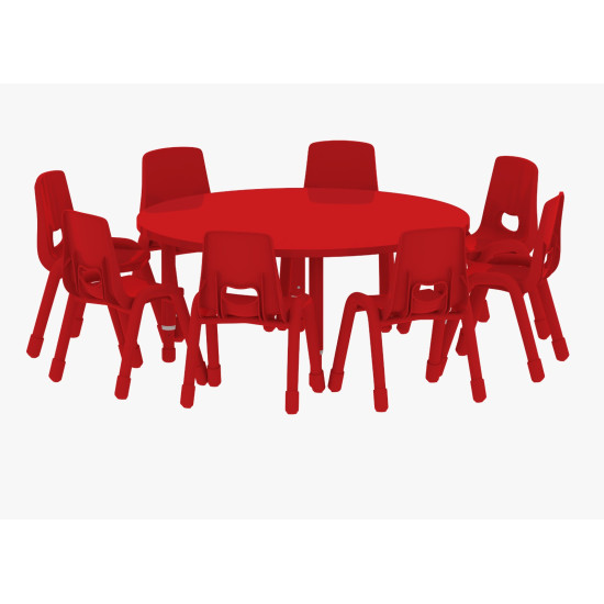 طاولة دائرية خشب قطر 120سم بارجل متعددة الارتفاعات 55-75 سم - لون احمر