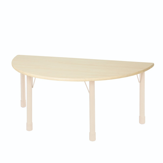 طاولة نصف دائرة خشب - مقاس :120*60سم  ارجل حديد متغير من 46-71سم