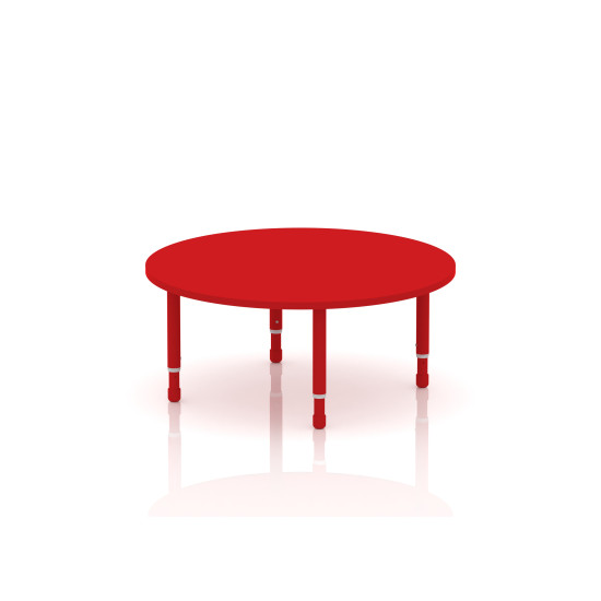 طاولة دائرية خشب قطر 120سم بارجل متعددة الارتفاعات 55-75 سم - لون احمر