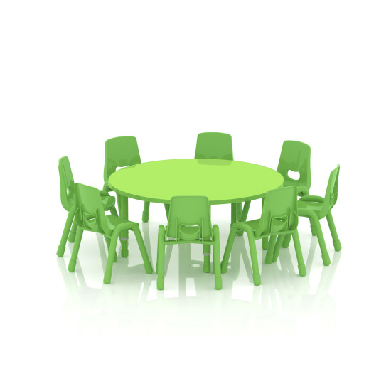 طاولة دائرية خشب قطر 120سم بارجل متعددة الارتفاعات 55-75 سم - لون اخضر