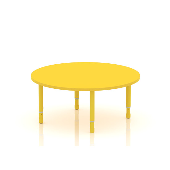 طاولة دائرية خشب قطر 120سم بارجل متعددة الارتفاعات 55-75 سم - لون اصفر